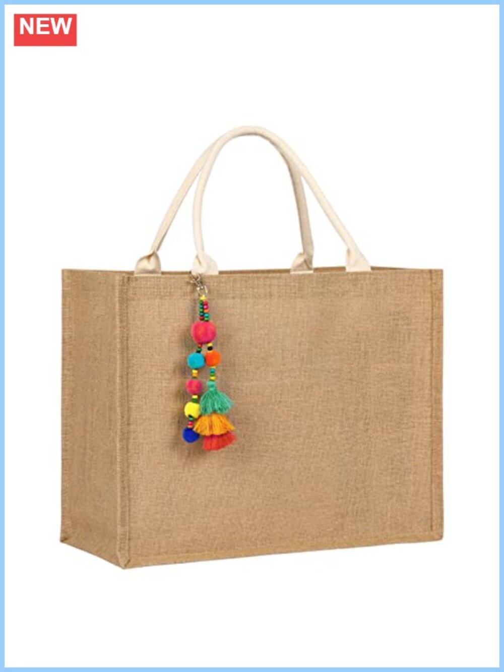 Large Woven Straw Beach Bag Jute Tote for Women Waterproof Foldable